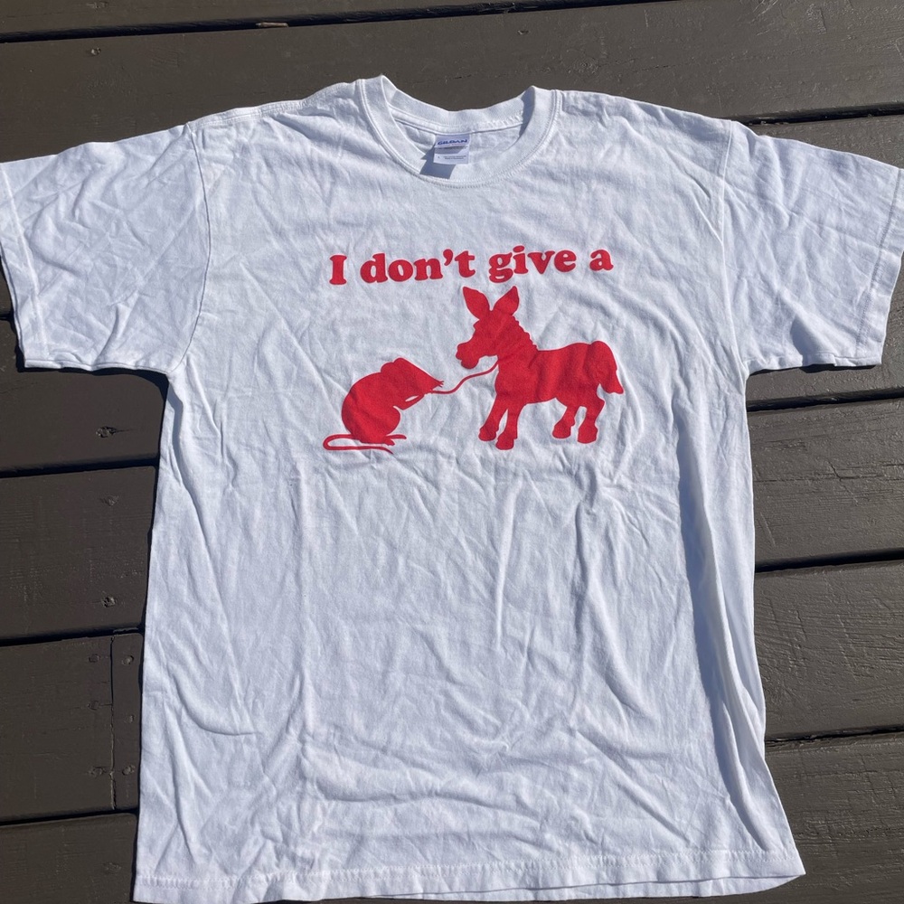 White T-Shirt with Red Graphic